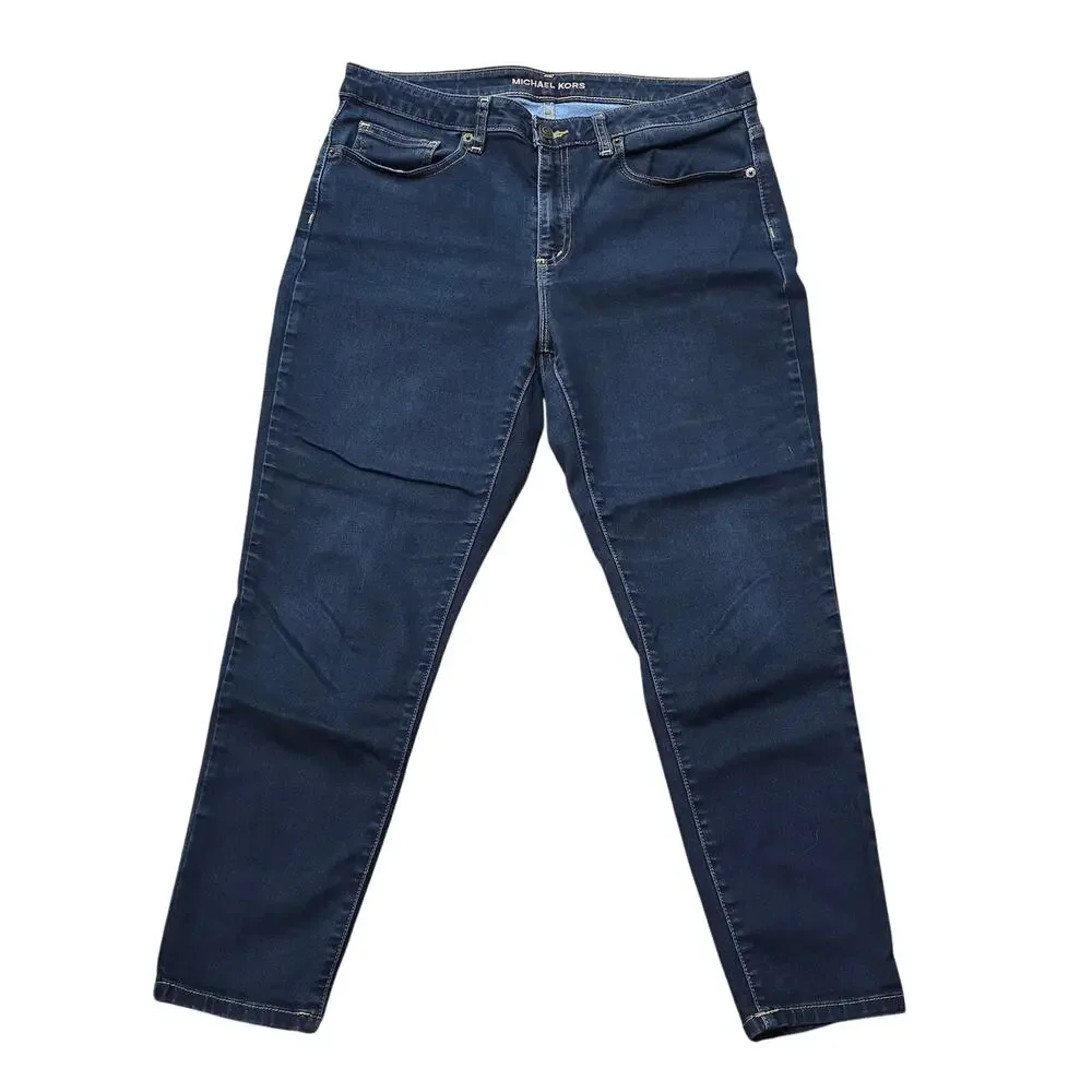 Michael Kors Blue Denim Izzy Cropped Skinny Jeans